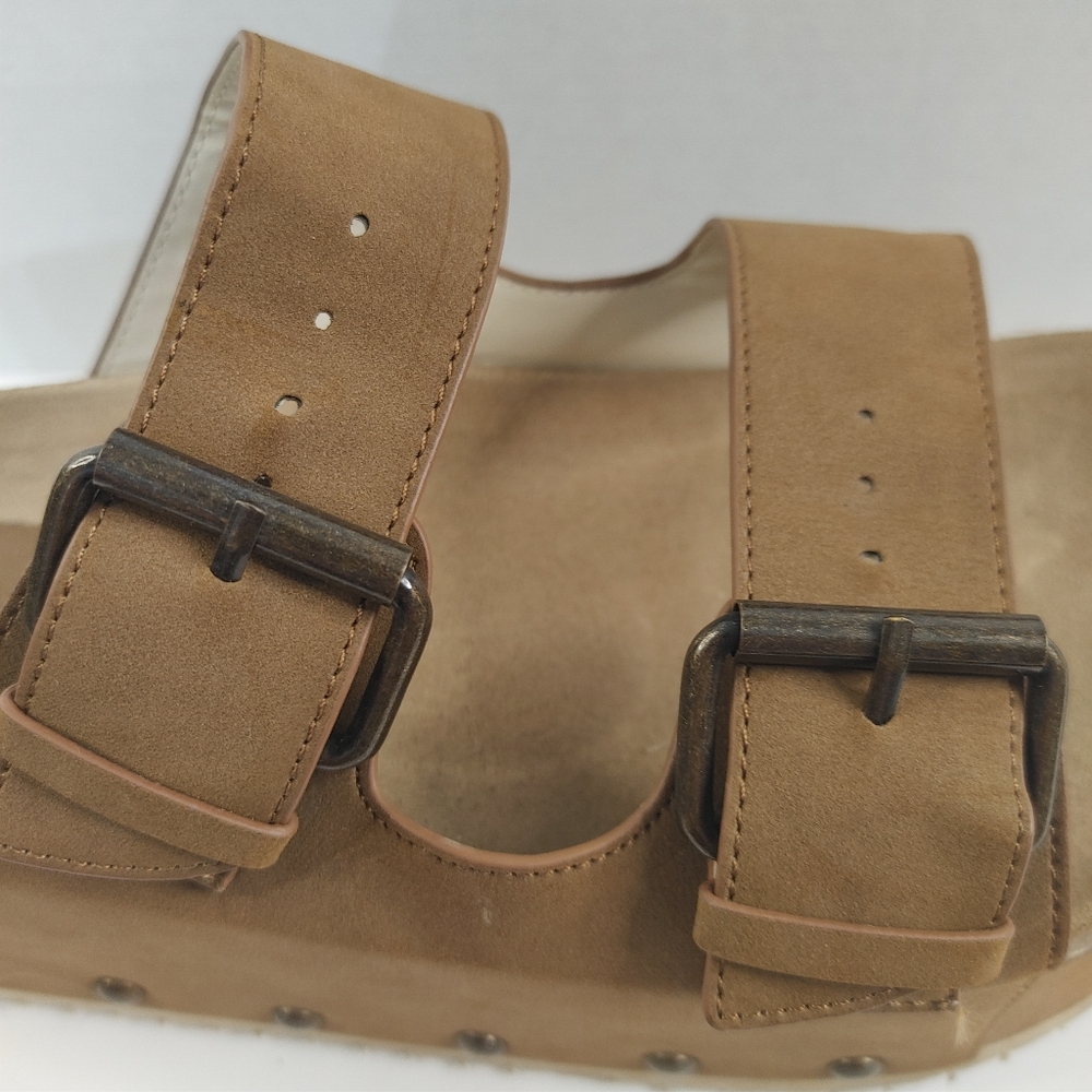 Altar’d State Serenna Platform Slide Sandals Size 9 Brown Double Buckle Boho - Picture 4 of 14